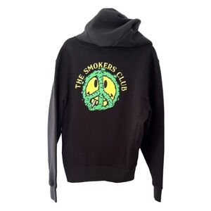 The Smokers Club Hoodie Mens Size Small Black Green MJ Marijuana Pot 420